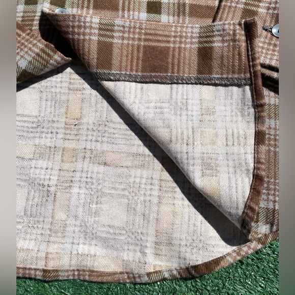 Vintage 60’s Sanforized Brown Plaid Cotton Flannel Lightweight Shirt Mens Medium - Picture 5 of 9